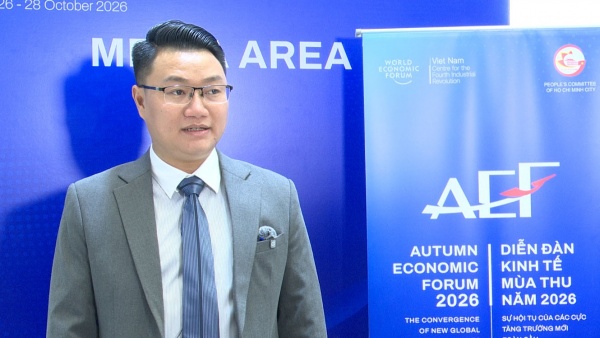 Ông Nguyễn Cảnh Thắng trả lời phỏng vấn tại Diễn đàn Kinh tế mùa Thu 2026